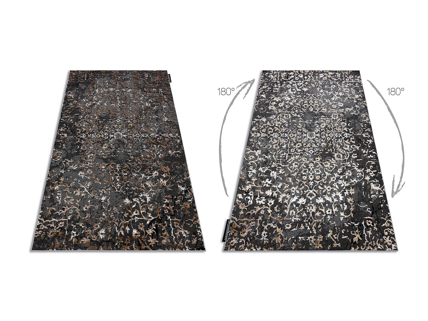 Tapijt DE LUXE modern 2078 Ornament vintage gewreven - Structureel gri 120x170 cm