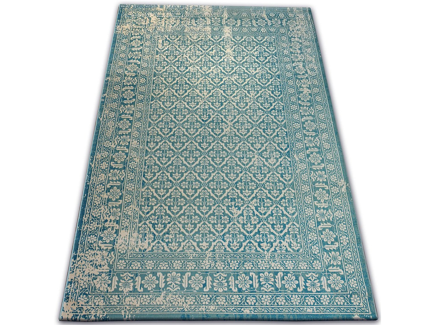 Tappeto Da Bagno Sanwood Point 60x60 Cm - Turchese, Blu E Bianco - In Dralon Lavabile In Lavatrice