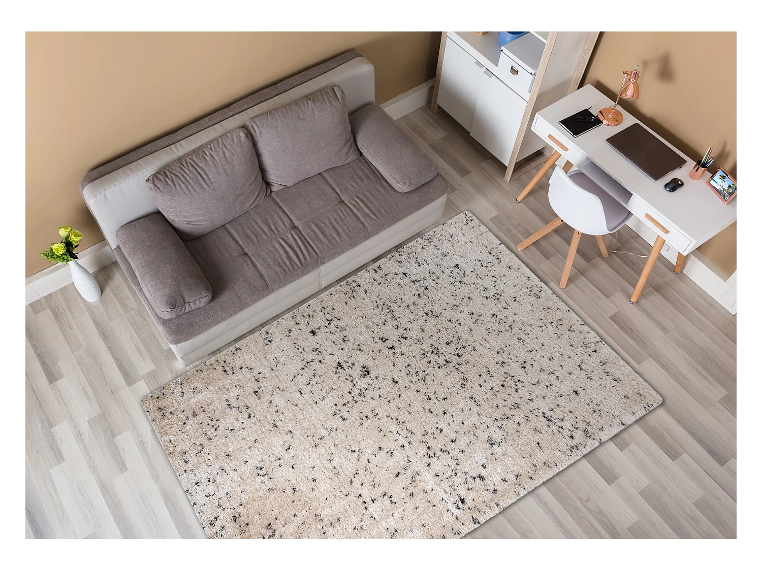 Tapijt FLUFFY 2372 shaggy zout en peper room / antraciet 140x190 cm