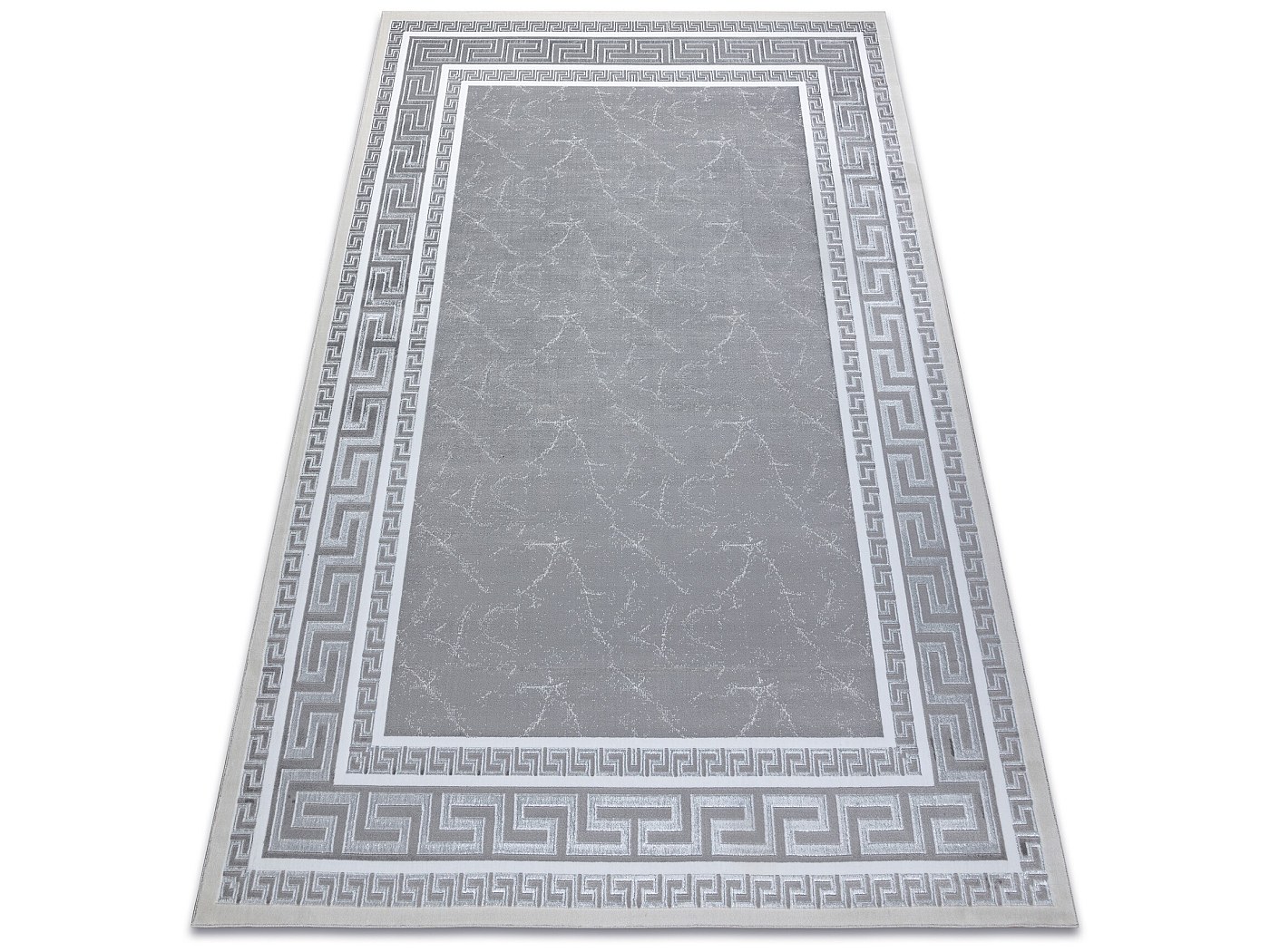 Tapis Lavables Gitans Romains – Lot 4 Pièces – Polyamide Doux – Gris Charbon – Design Grec