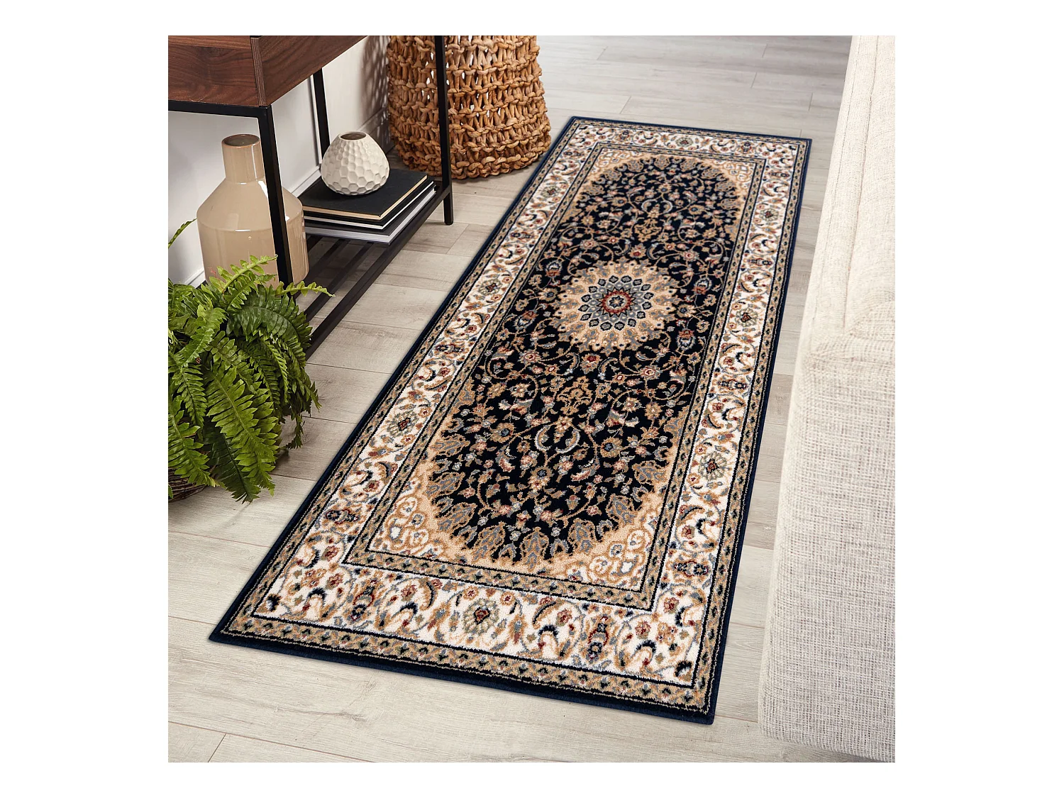 Tapijt NAIN Rosette, frame 7177/51011 beige / zwart 120x170 cm