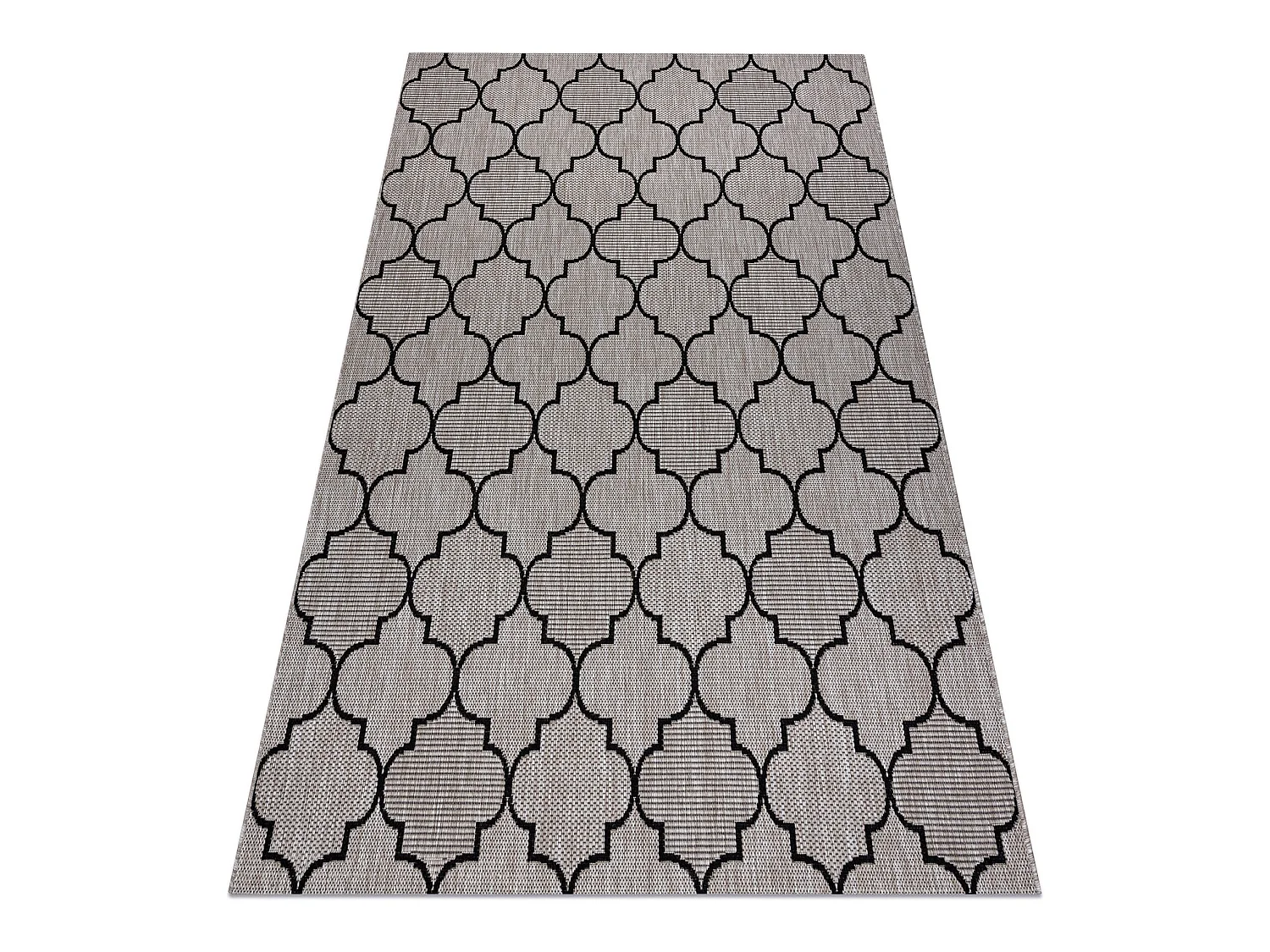 TAPIS EN CORDE SIZAL FLOORLUX 20607 Treillis marocain argentin / noir 120x170 cm