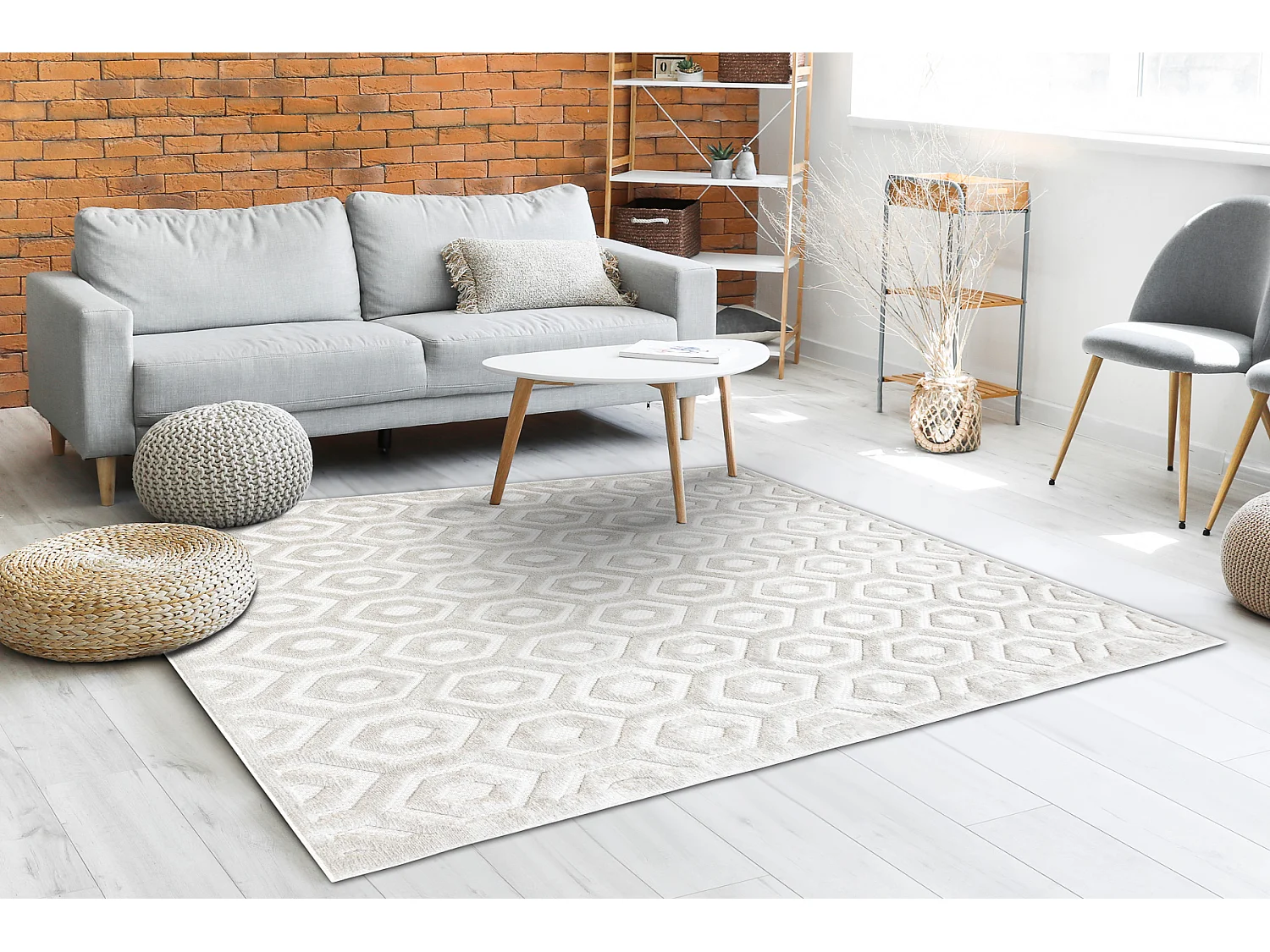 Tapijt SANTO SISAL 58380 zeshoek, zeshoek beige 140x190 cm