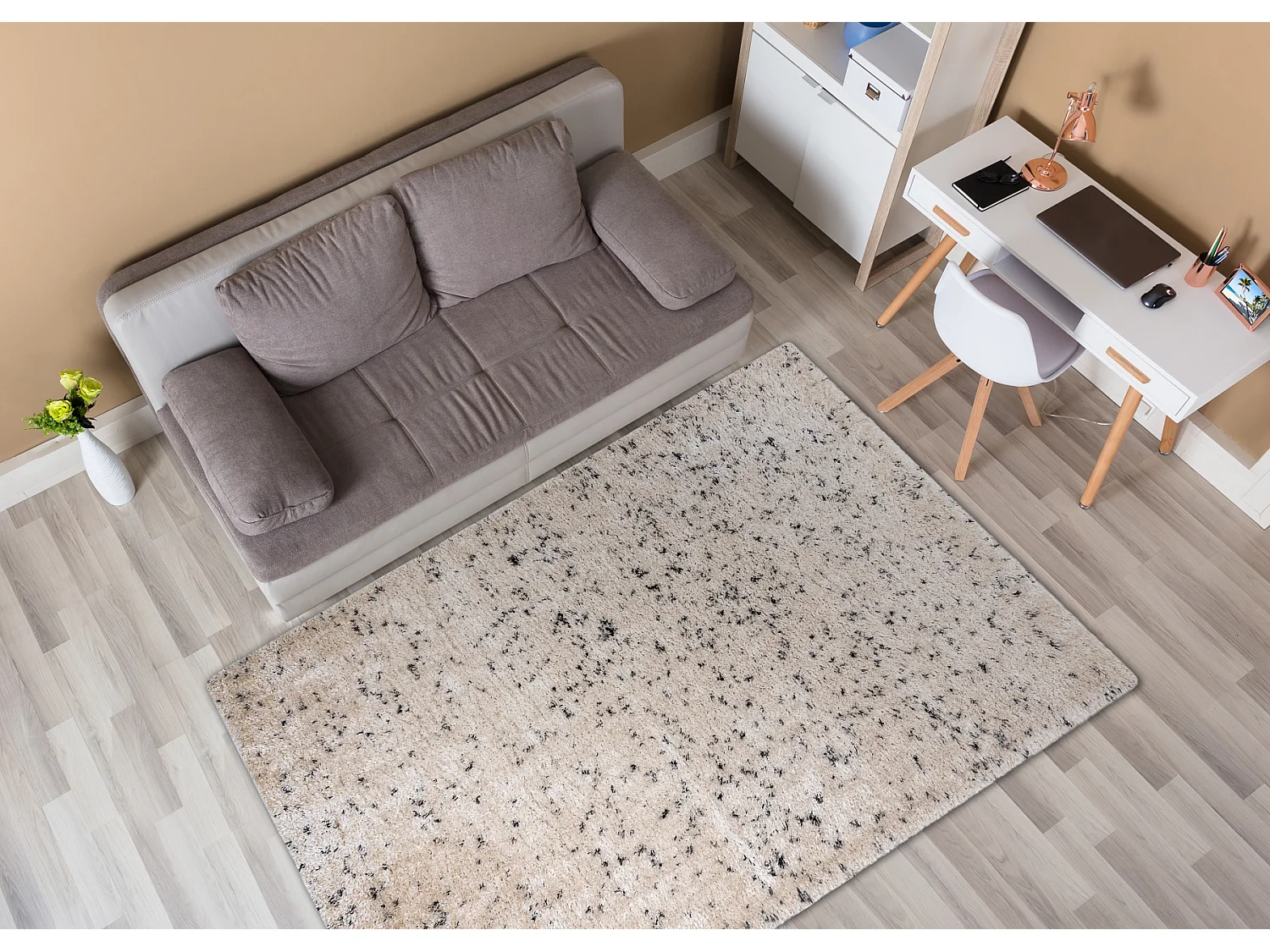 Tapijt FLUFFY 2372 shaggy zout en peper room / antraciet 120x170 cm