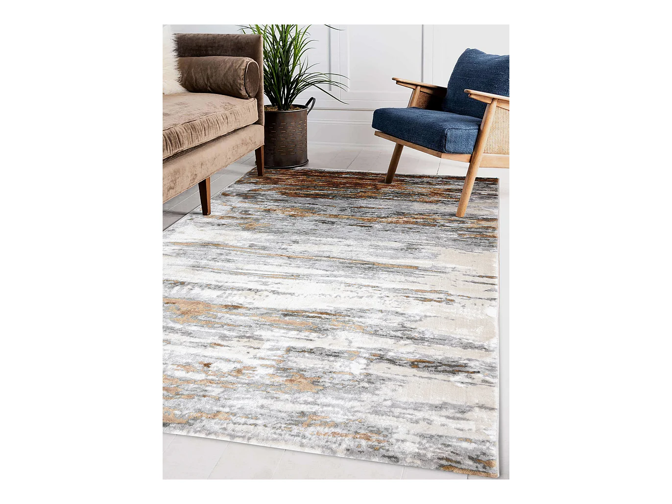 Tapis ACRYLIQUE ELITRA 6948 Abstraction vintage ivoire / gris 160x230 cm