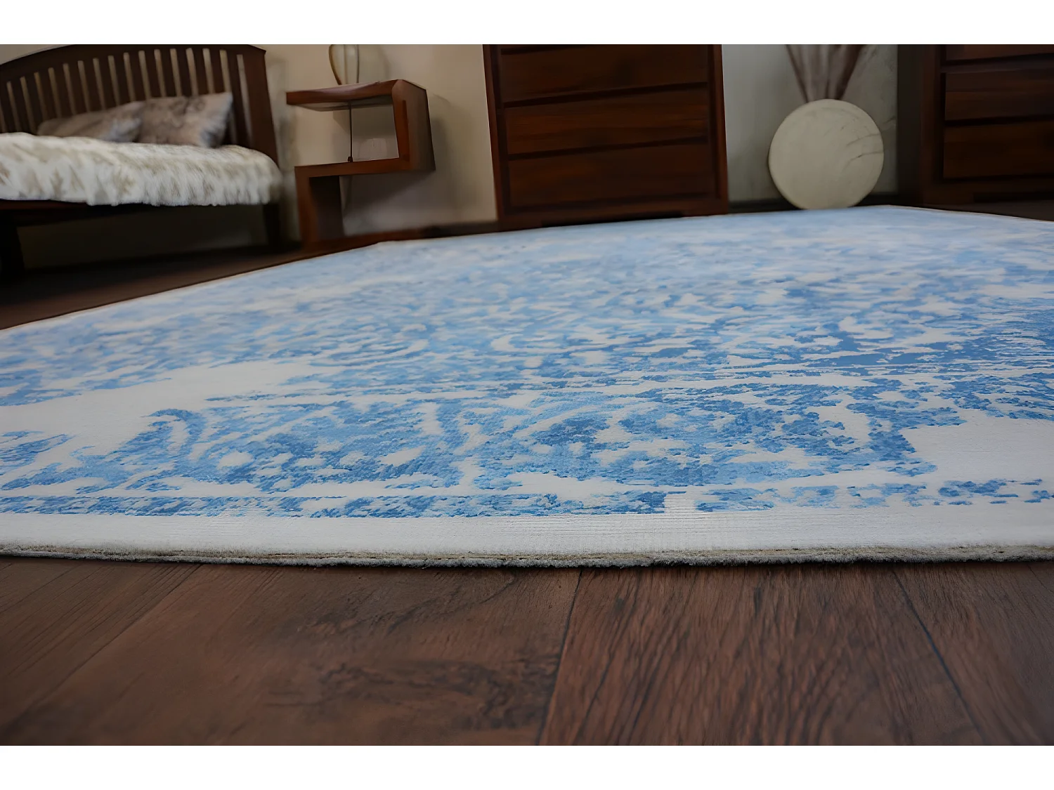 Tapis Vintage 22208/053 bleu / gris rosette classique 80x150 cm