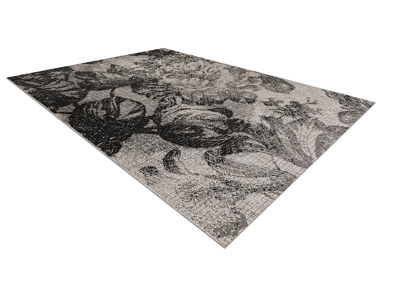 Sisal tapijt SISAL FLOORLUX 20491 BLOEMEN zilver / zwartkleuring 140x200 cm