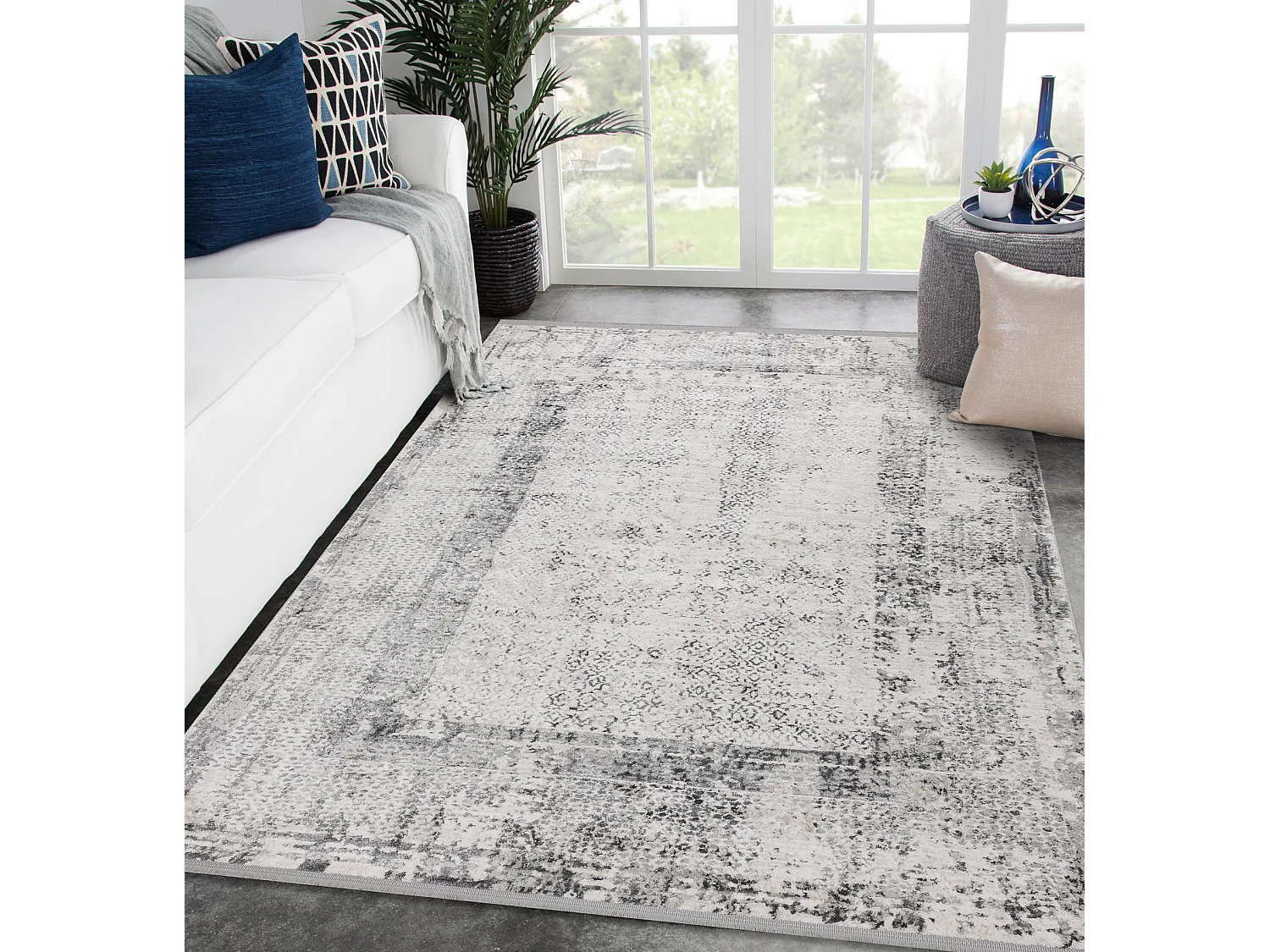 Tapijt modern TULS 51324 Vintage, kader ivoor / grijskleuring  120x170 cm