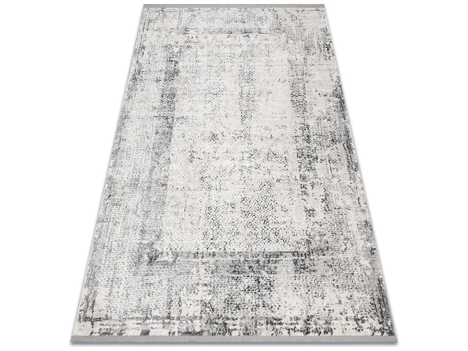 Tapis TULS structural, franges 51324 vintage, Cadre ivoire / gris  120x170 cm