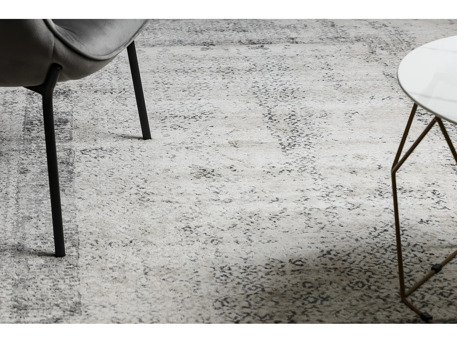 Tapis TULS structural, franges 51324 vintage, Cadre ivoire / gris  120x170 cm