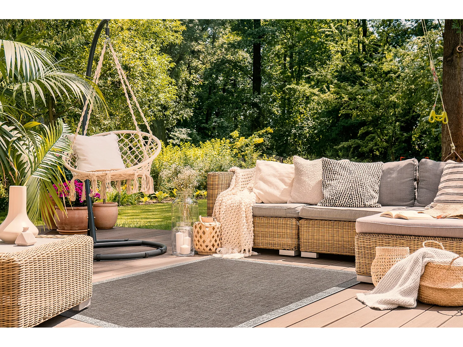 TEPPICH SIZAL FLOORLUX 20401 Rahmen taupe / champagner  140x200 cm