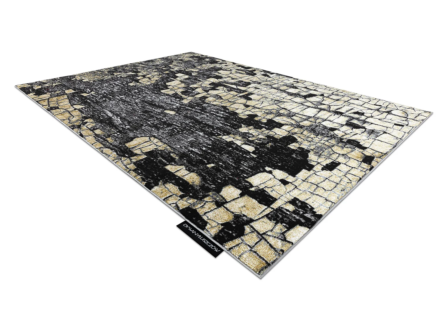 Tapijt DE LUXE modern 2079 Straatstenen, bakstenen - Structureel goud  120x170 cm
