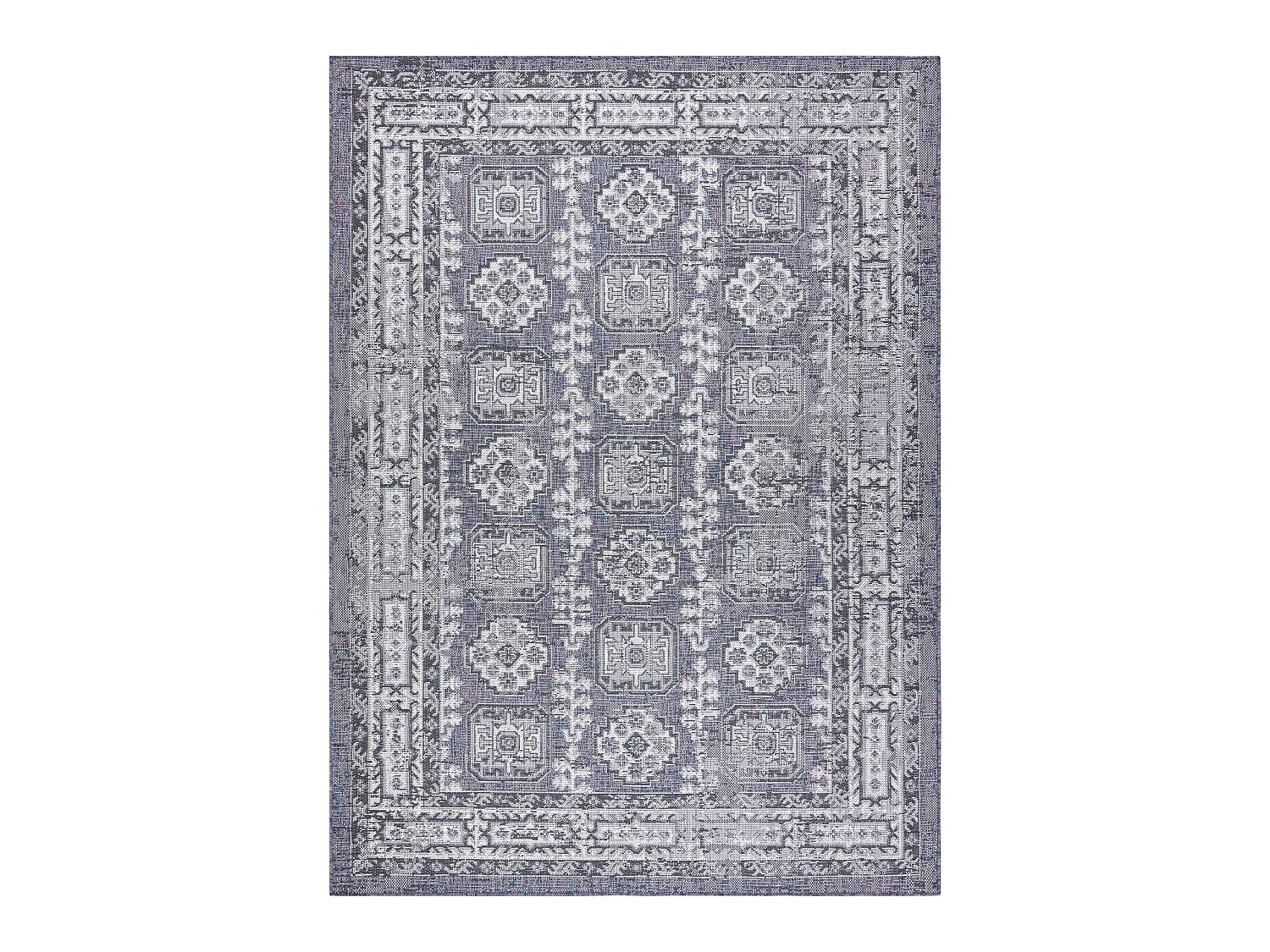 Tapis SIZAL SION Cadre, ornement, vintage 2832 tissé à plat bleu / r 80x150 cm