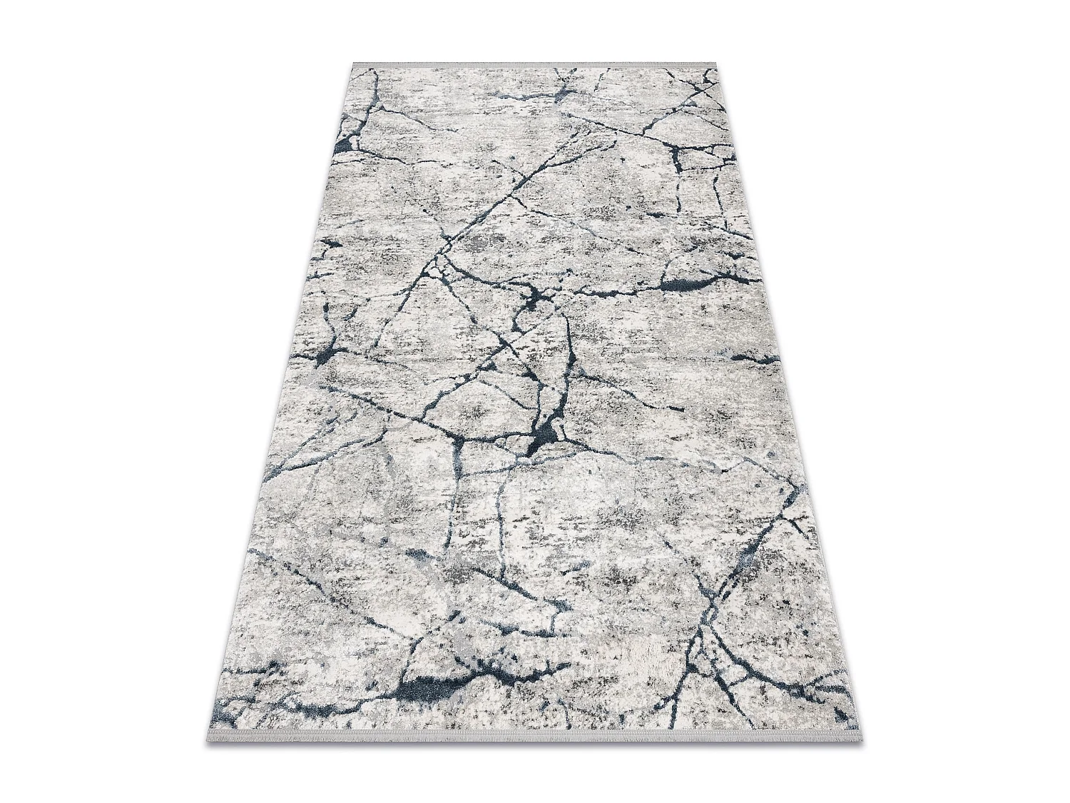Tapis TULS structural, franges 51320 moderne, Marbre ivoire / bleu 120x170 cm