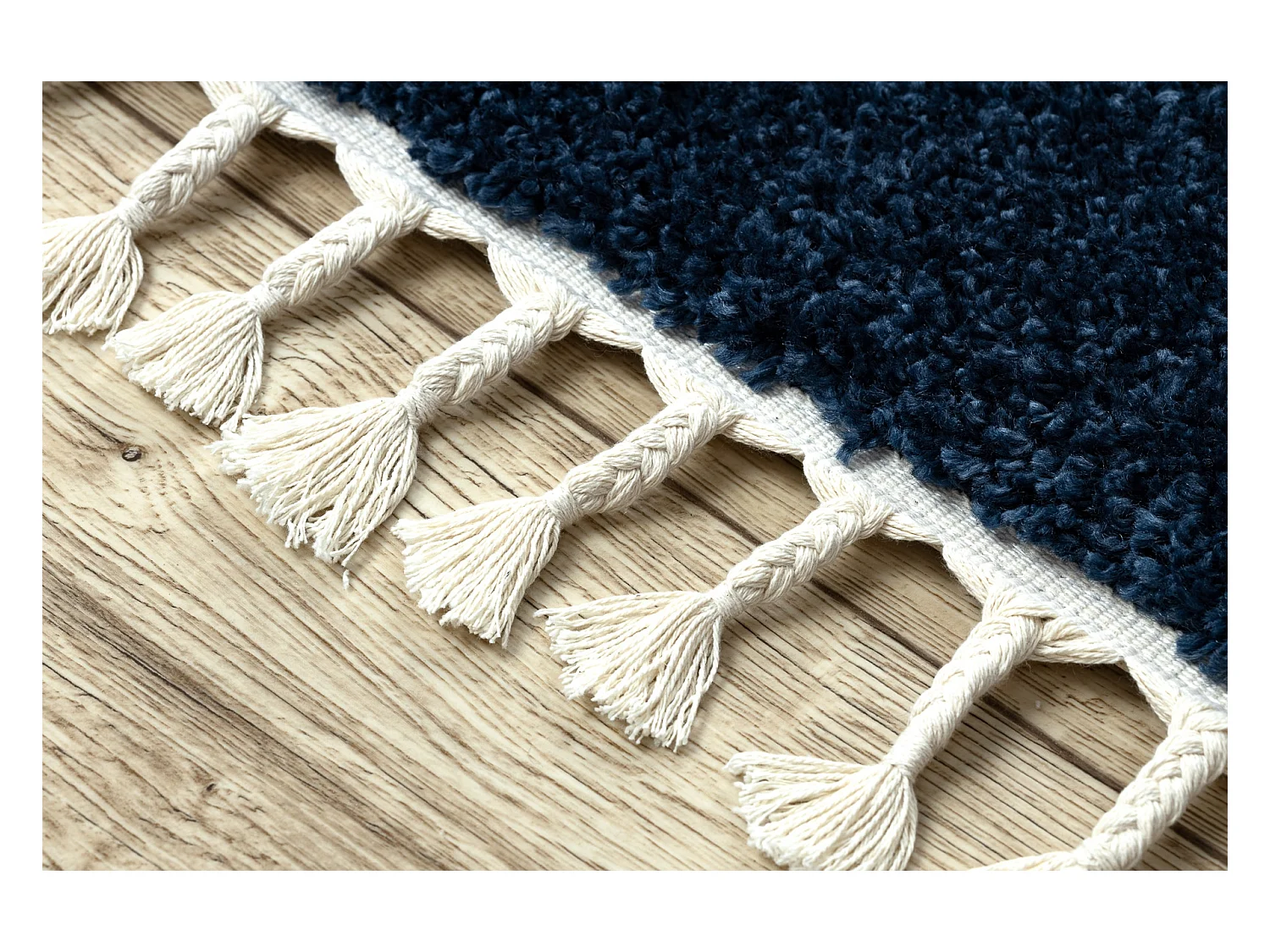 Tapis BERBER 9000 bleu foncé Franges berbère marocain shaggy 140x190 cm