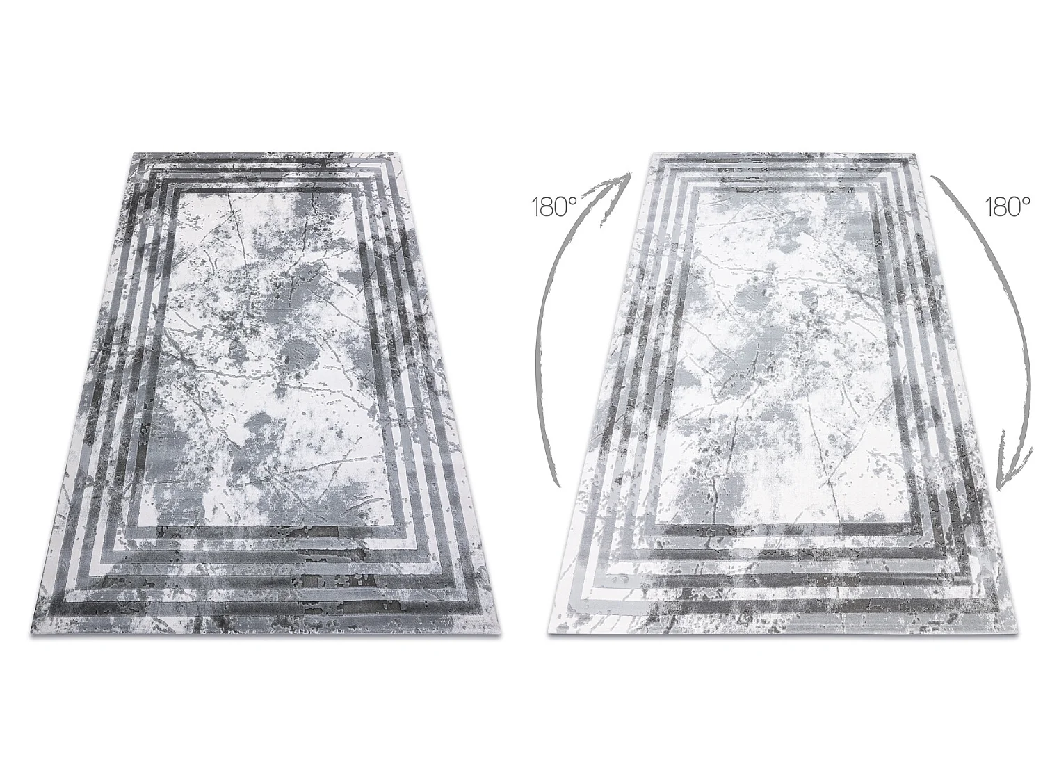 Teppich ACRYL VALS 01553A C53 74 Rahmen Marmor grau / elfenbein 70x140 cm