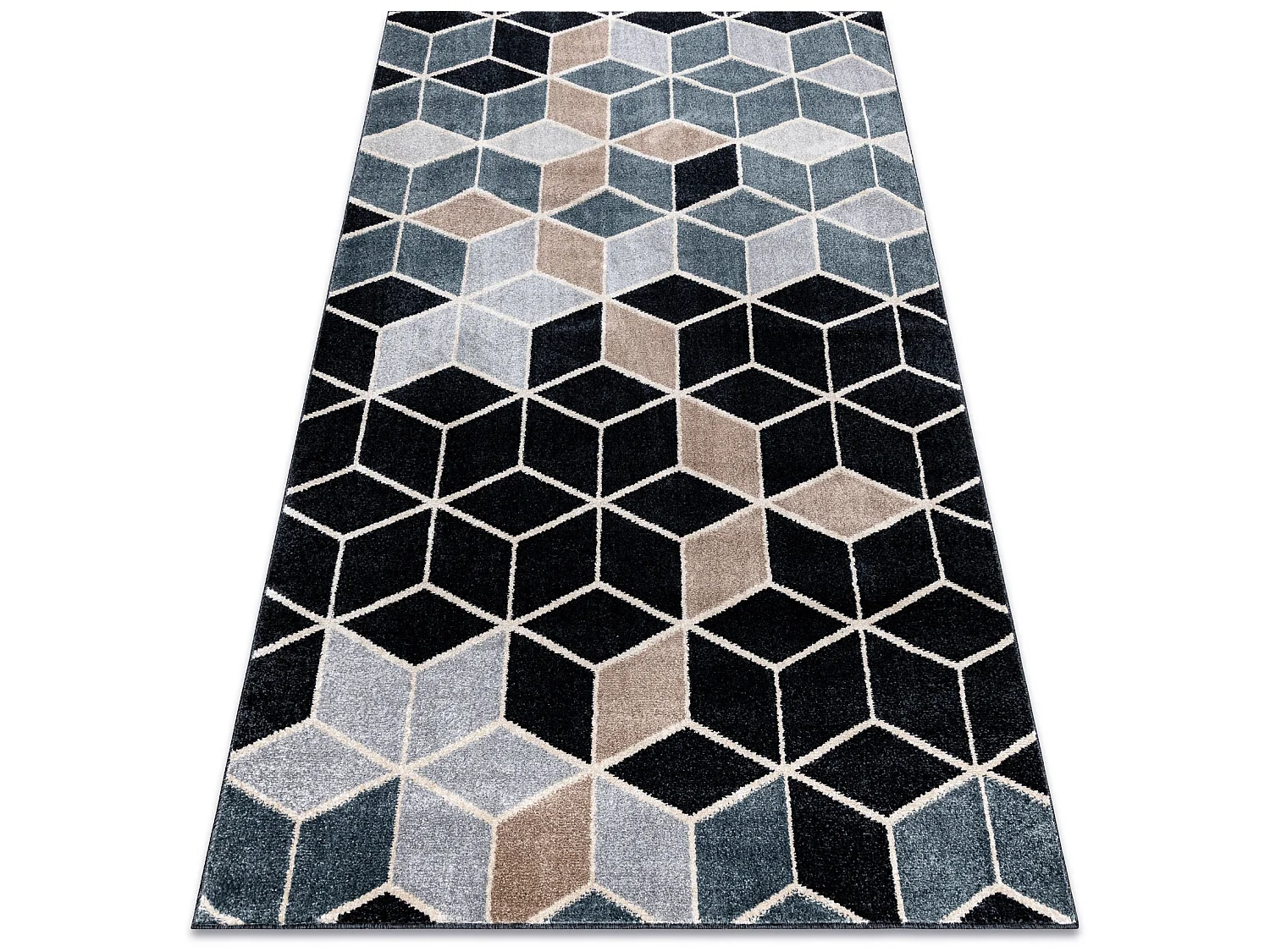 Tapis POLI 9139A Cube 3D noir / gris 140x190 cm