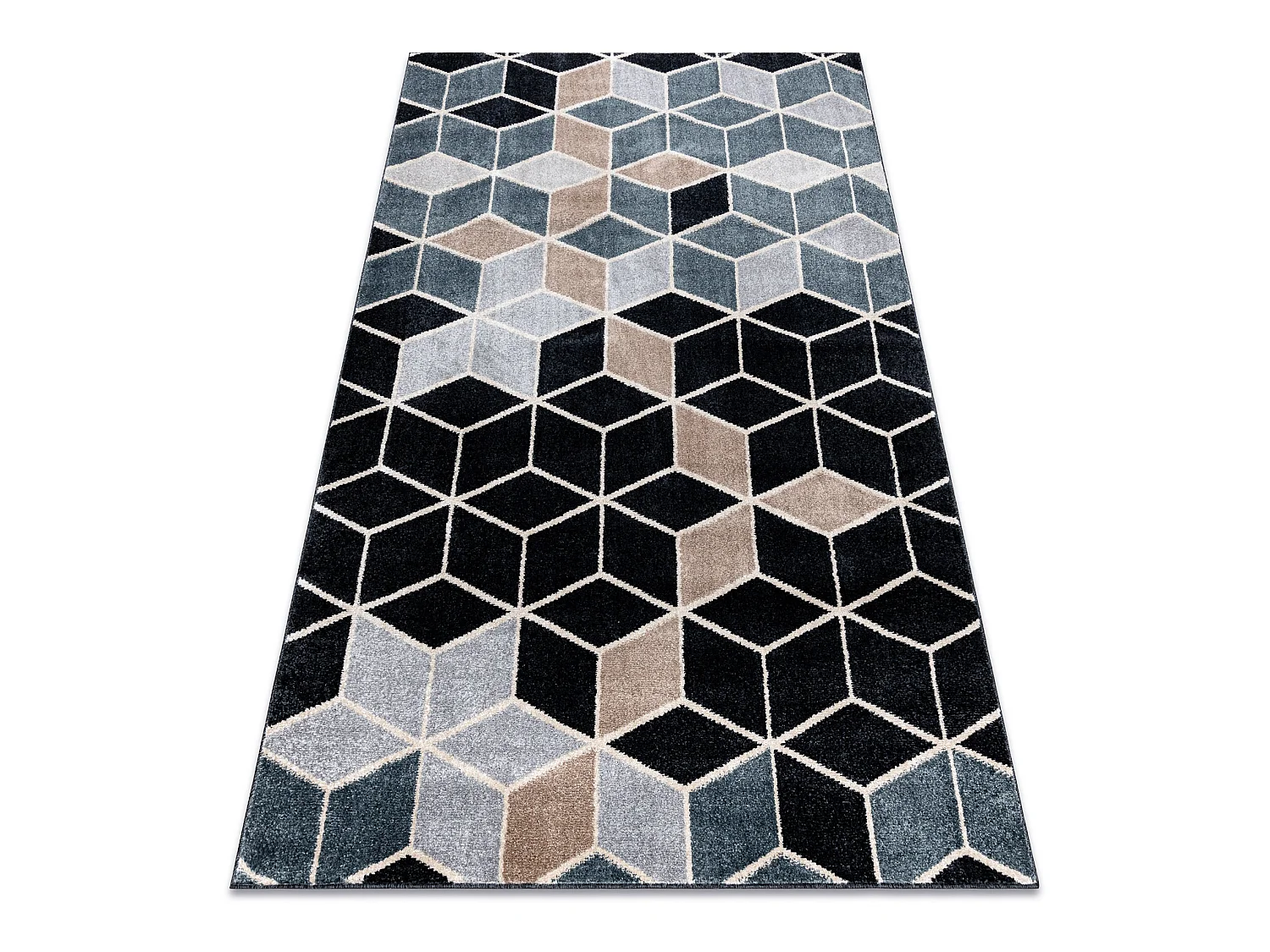 Tapijt POLI 9139A Cube 3D-kubus zwart / grijs 140x190 cm