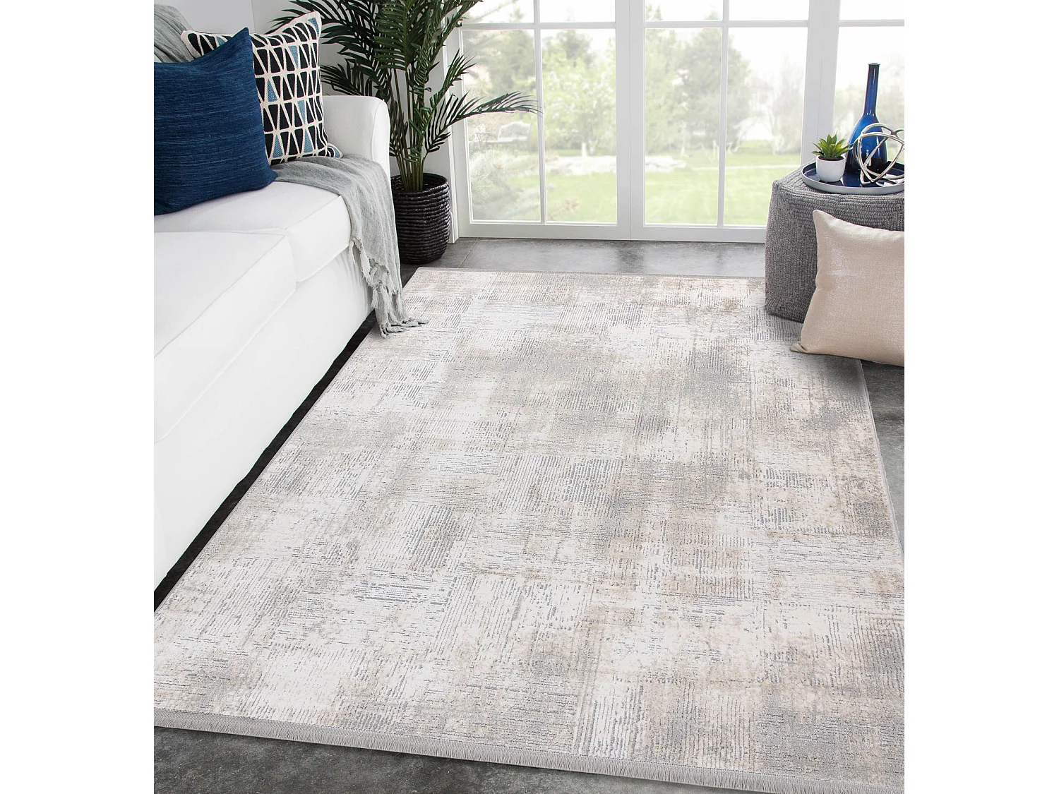 Tapijt modern TULS 51231 Vintage, gewreven ivoorkleur / grijs 140x190 cm