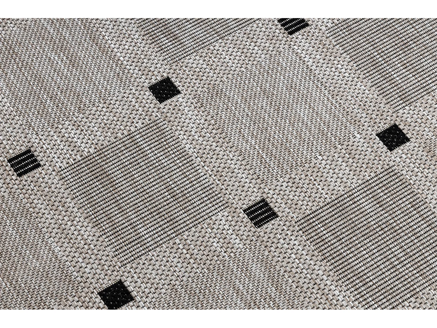 Sisal tapijt SISAL FLOORLUX 20079 BLOEMEN VIERKANTEN zilver / zwartkle 140x200 cm