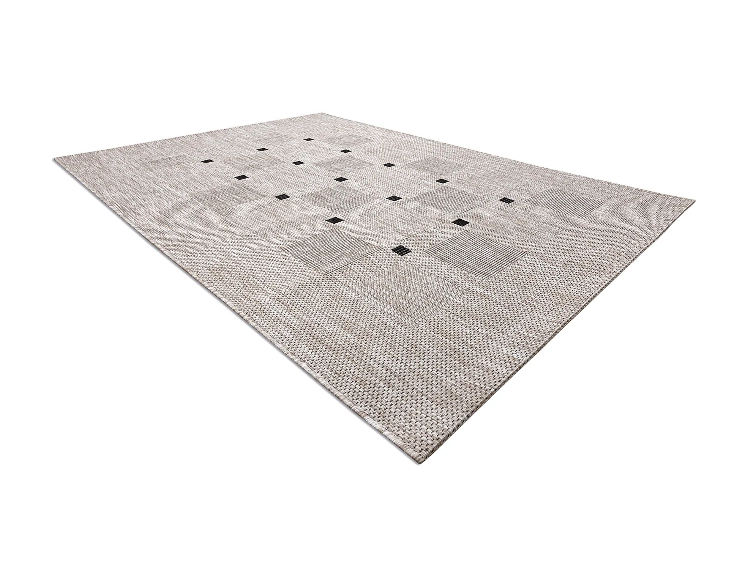 TAPIS EN CORDE SIZAL FLOORLUX 20079 Carrés argentin / noir 140x200 cm