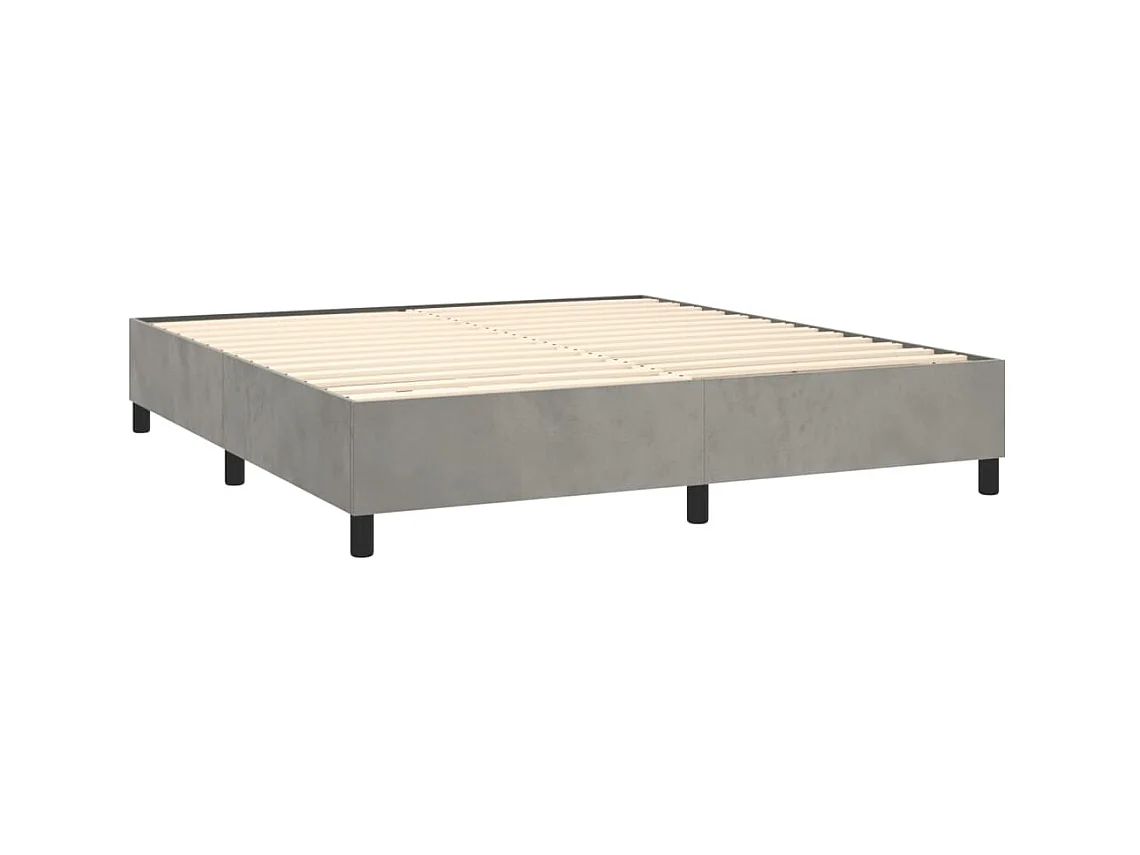 Ensemble complet boxspring - 180x200 cm + sommier à lattes de lit+ matelas + LED Gris clair SRGW50469