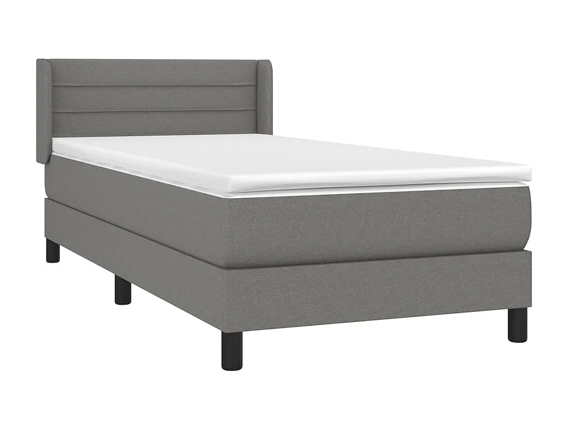 Cama continental com molas+ colchão 100x200 cm tecido cinza-escuro PT898886