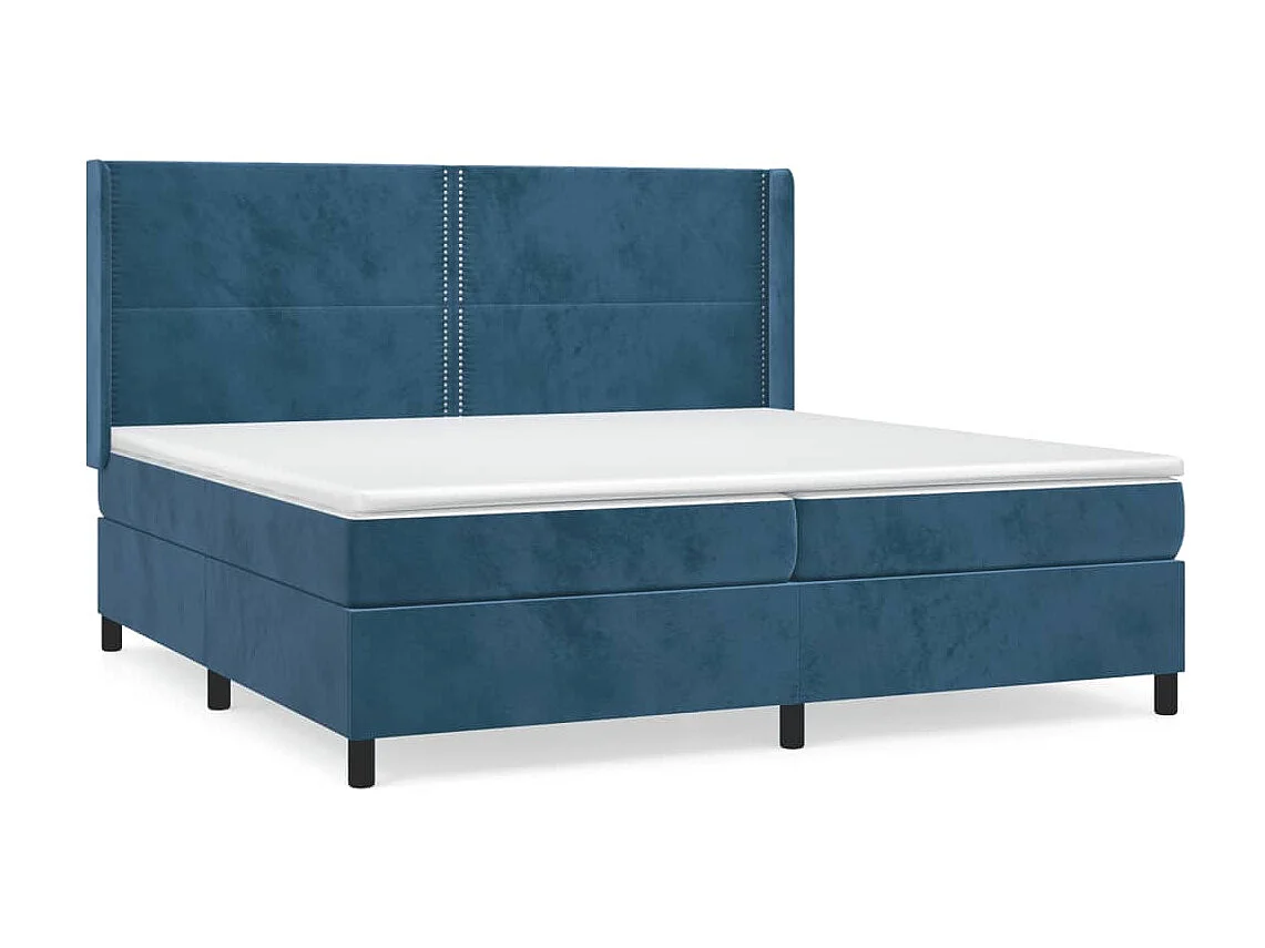 Ensemble complet boxspring - 200x200 cm + sommier tapissier + matelas Bleu foncé Velours SRGW65949