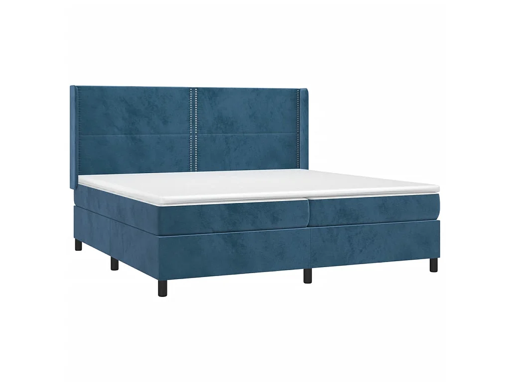 Ensemble complet boxspring - 200x200 cm + sommier tapissier + matelas Bleu foncé Velours SRGW65949