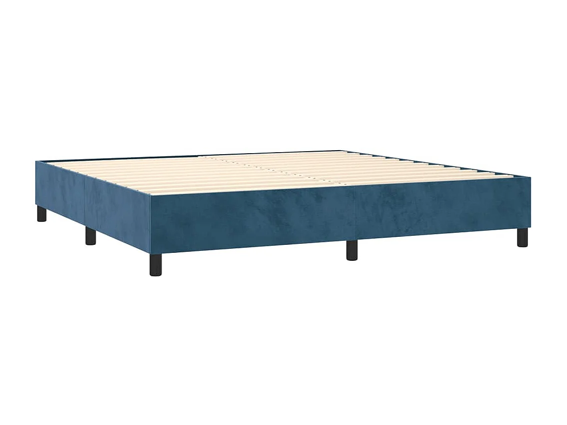 Ensemble complet boxspring - 200x200 cm + sommier tapissier + matelas Bleu foncé Velours SRGW65949