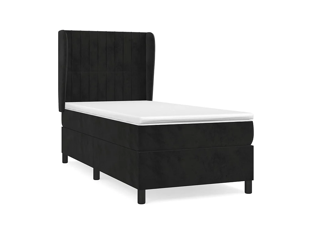 Ensemble complet boxspring - 90x190 cm + sommier tapissier + matelas Noir Velours SRGW54057