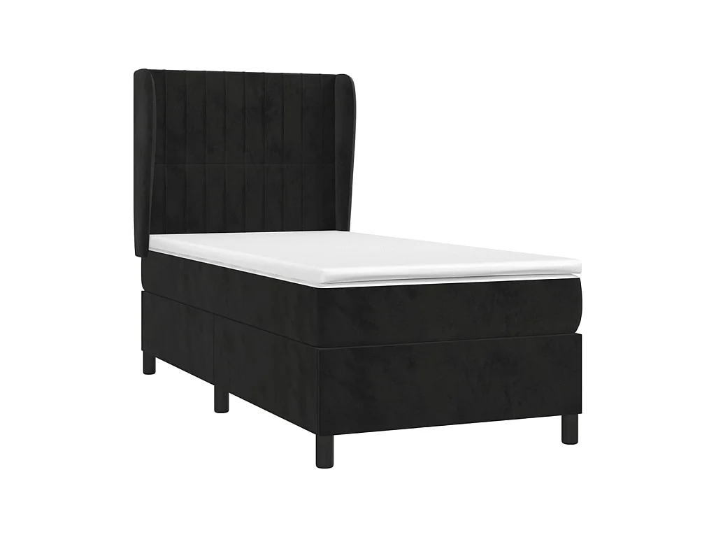 Ensemble complet boxspring - 90x190 cm + sommier tapissier + matelas Noir Velours SRGW54057