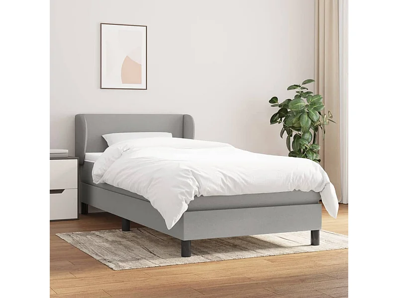 Conjunto Boxspring - 90x190 cm + Somieres + colchón tela gris claro ES35637