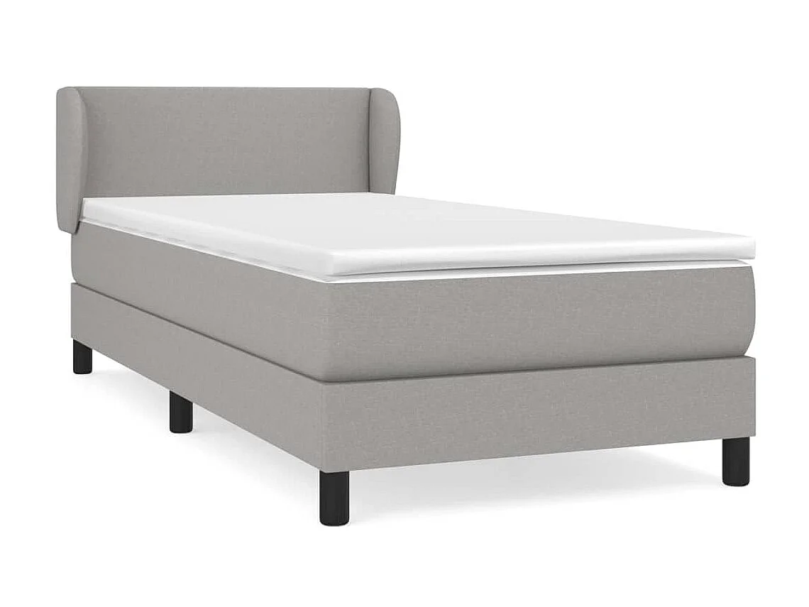 Cama continental com molas+ colchão 90x190 cm tecido cinzento-claro PT379858
