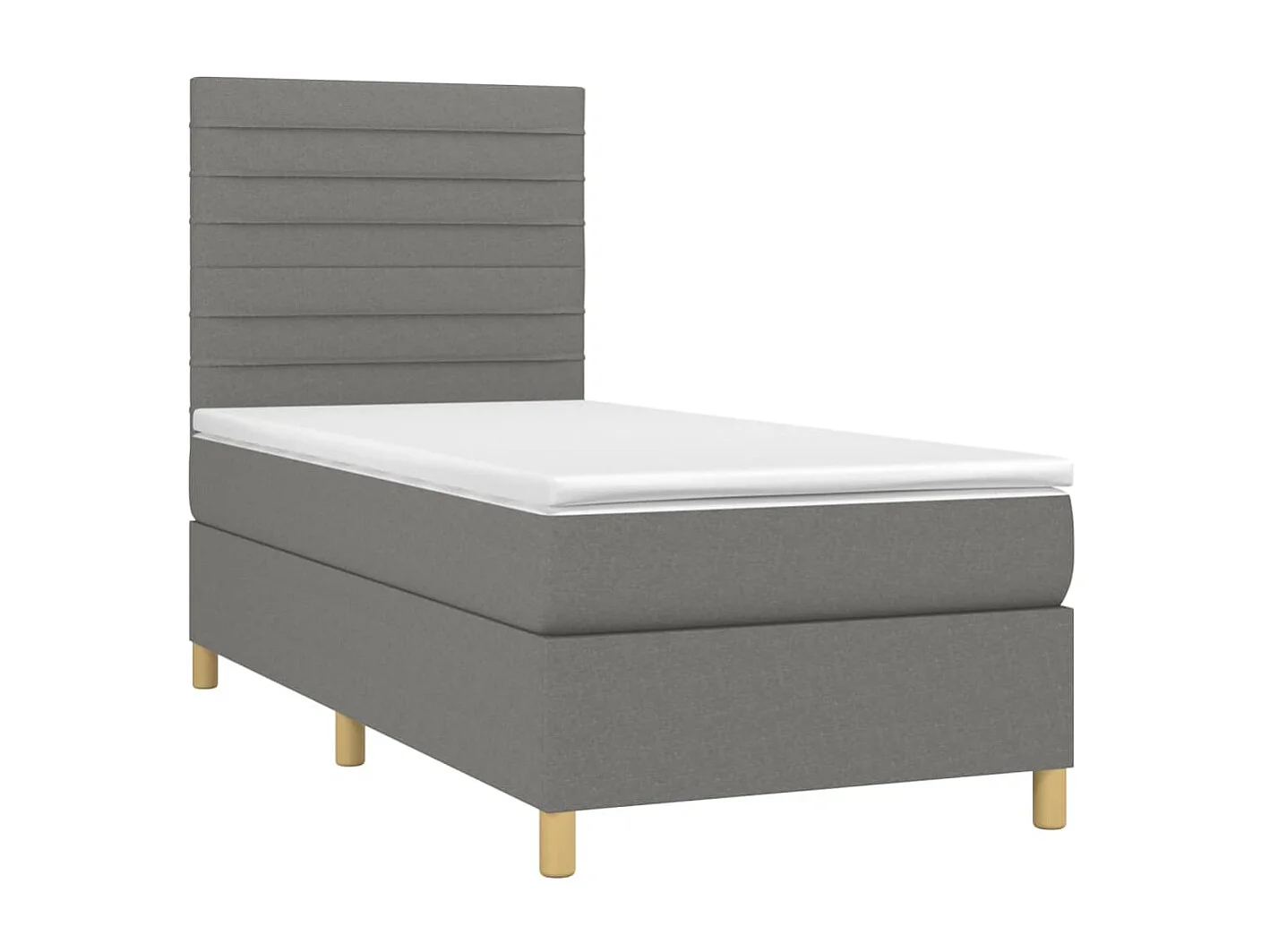 Cama continental c/ colchão e LED 80x200 cm tecido cinza-escuro PT150466