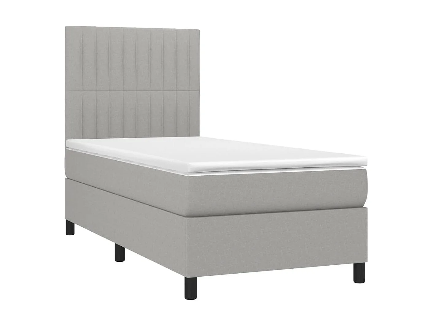 Cama continental c/ colchão e LED 90x190 cm tecido cinza-claro PT389420