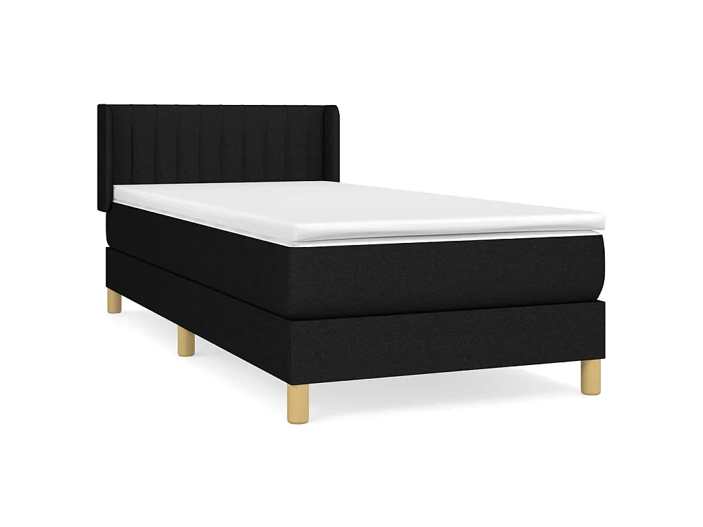 Ensemble complet boxspring - 90x190 cm + sommier tapissier + matelas Noir Tissu SRGW29359
