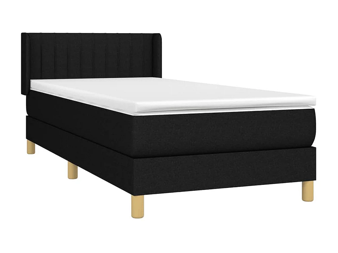 Ensemble complet boxspring - 90x190 cm + sommier tapissier + matelas Noir Tissu SRGW29359