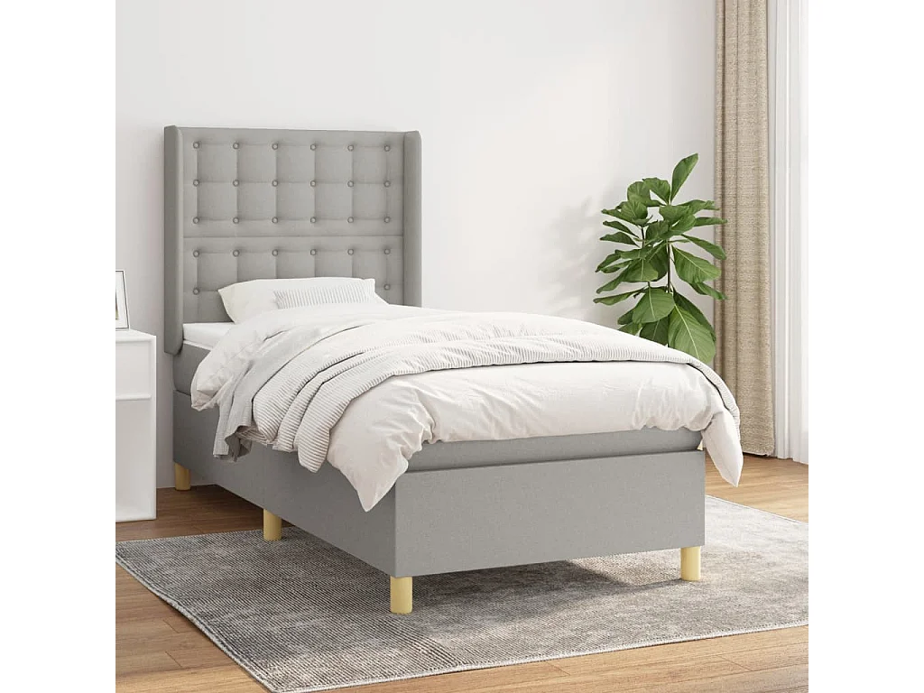 Boxspringbett mit Matratze,Bett für Schlafzimmer Hellgrau 100x200 cm Stoff -CFW51653