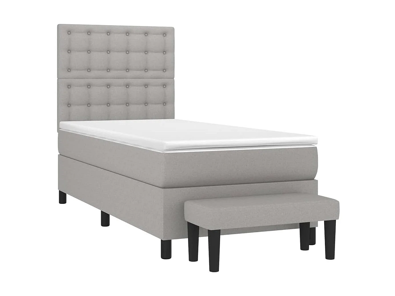 Cama continental com molas+ colchão 80x200 cm tecido cinza-claro PT428715