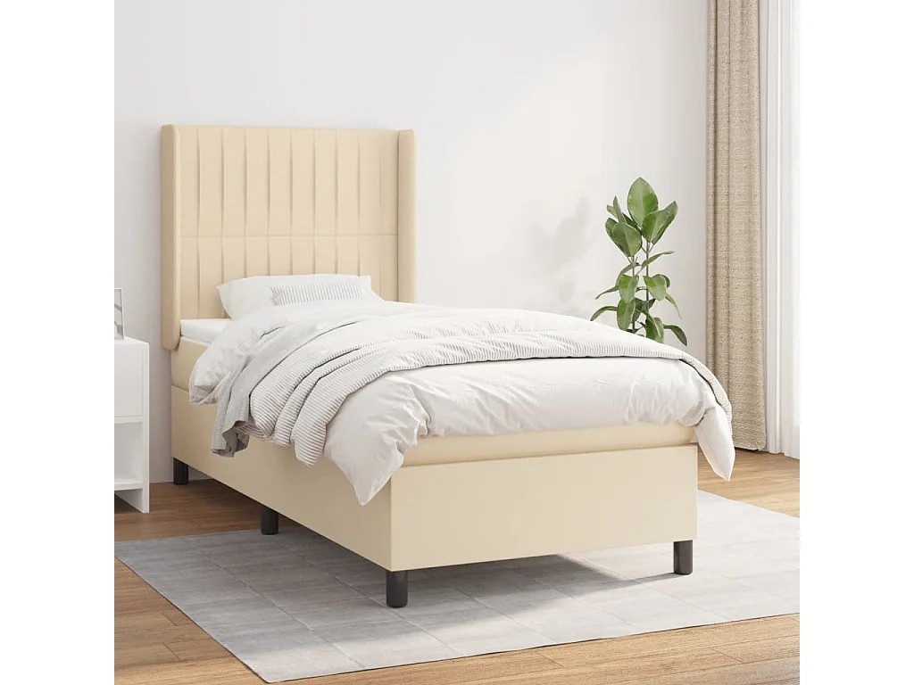 Cama continental com molas+ colchão 90x200 cm tecido cor crème PT237751