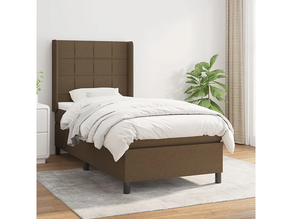 Cama continental com molas+ colchão 80x200 cm tecido castanho-escuro PT141451