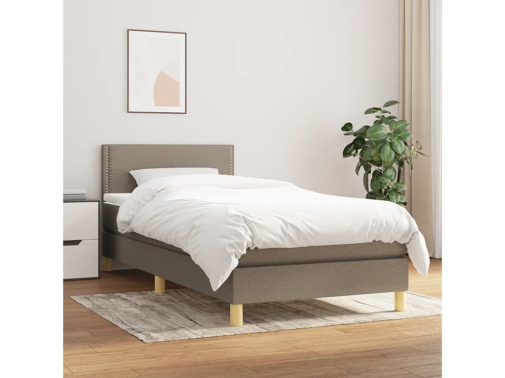 Ensemble complet boxspring - 90x200 cm + sommier tapissier + matelas Taupe Tissu SRGW56224