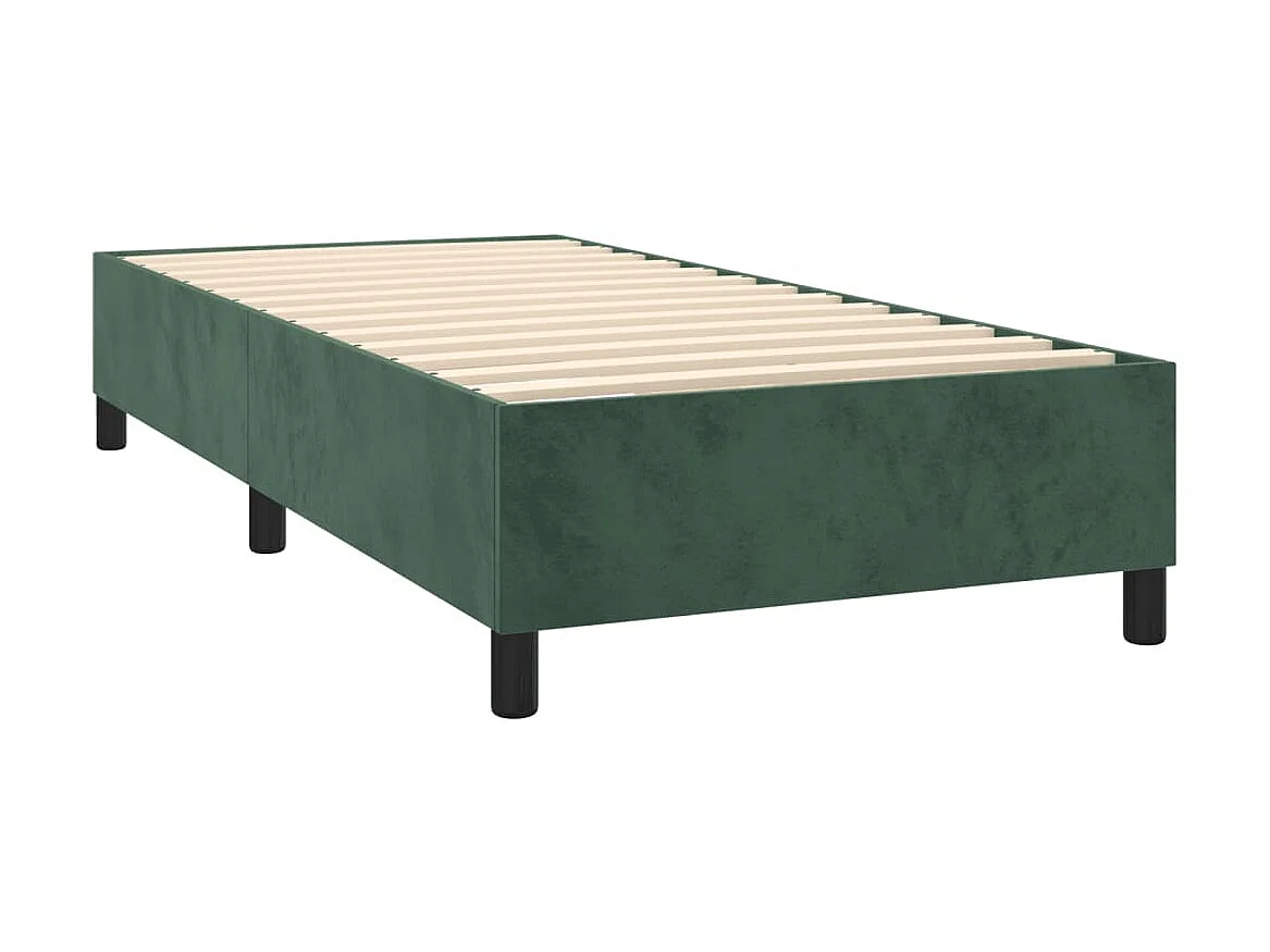 Cama continental com molas+ colchão 100x200 cm veludo verde-escuro PT374357