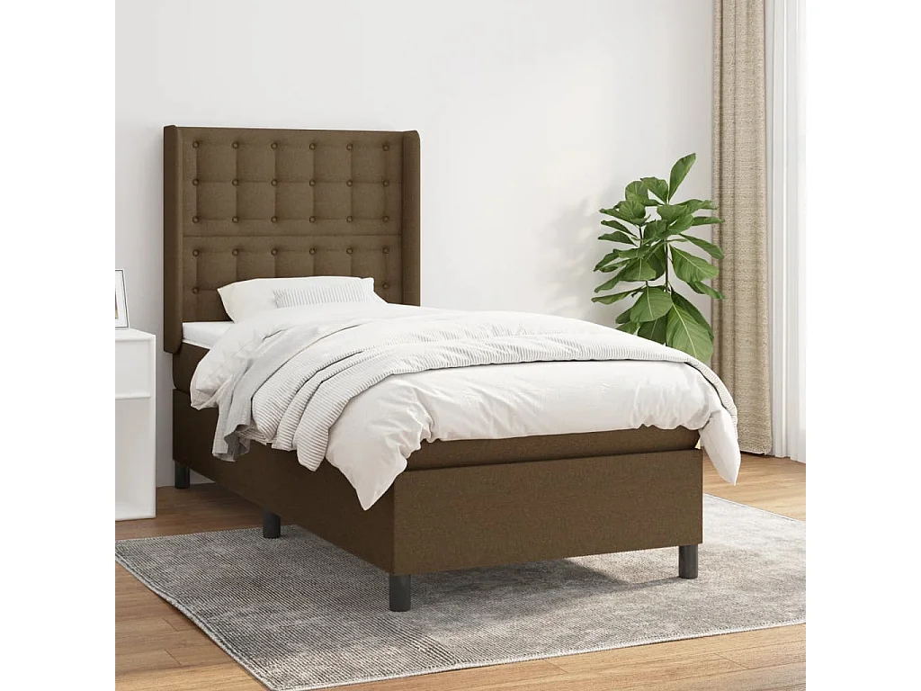 Cama continental com molas+ colchão 80x200 cm tecido castanho-escuro PT344975