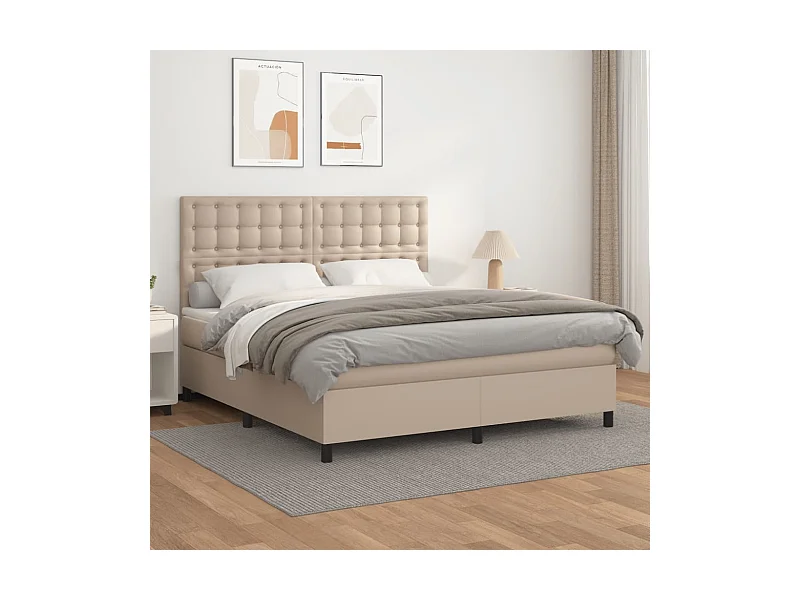 Ensemble complet boxspring - 160x200 cm + sommier tapissier + matelas Cappuccino SRGW71504