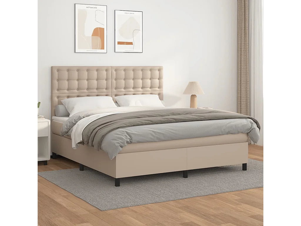 Ensemble complet boxspring - 160x200 cm + sommier tapissier + matelas Cappuccino SRGW71504