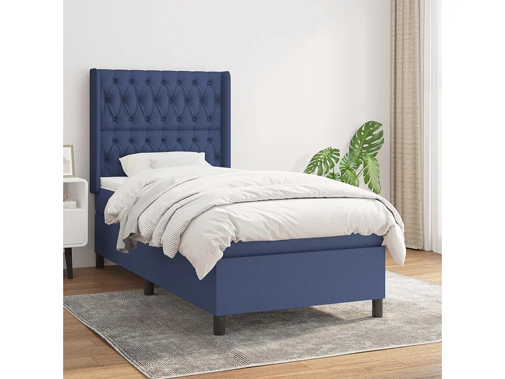 Boxspringbett mit Matratze,Bett für Schlafzimmer Blau 100x200 cm Stoff -CFW96850