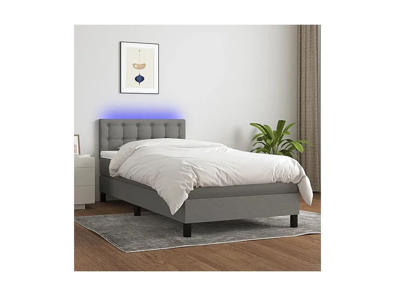 Ensemble complet boxspring - 80x200 cm + sommier à lattes de lit + matelas + LED Gris foncé SRGW42787