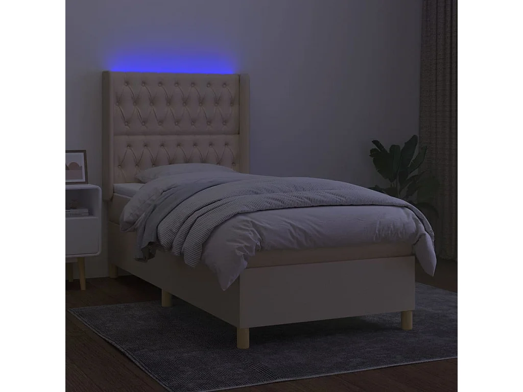 LED-Boxspringbett mit Matratze,Bett für Schlafzimmer Creme 100x200 cm Stoff -CFW78025